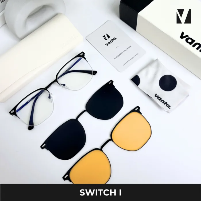 vanta. SWITCH I แว่นกรองแสงพร้อม Clip-on แม่เหล็ก เลนส์ Polarized ทรง Browline  ตัดเลนส์สายตาได้ - Image 7