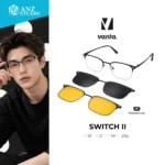 vanta. SWITCH II แว่นกรองแสงพร้อม Clip-on แม่เหล็ก เลนส์ Polarized ทรง Browline  ตัดเลนส์สายตาได้