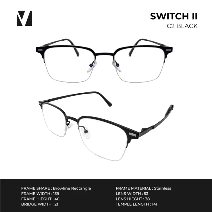 vanta. SWITCH II แว่นกรองแสงพร้อม Clip-on แม่เหล็ก เลนส์ Polarized ทรง Browline  ตัดเลนส์สายตาได้ - Image 3