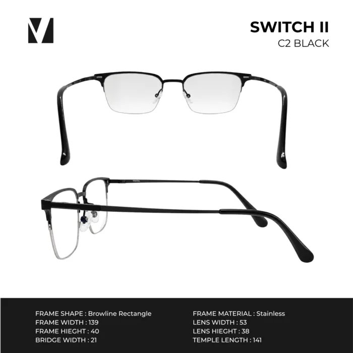 vanta. SWITCH II แว่นกรองแสงพร้อม Clip-on แม่เหล็ก เลนส์ Polarized ทรง Browline  ตัดเลนส์สายตาได้ - Image 4