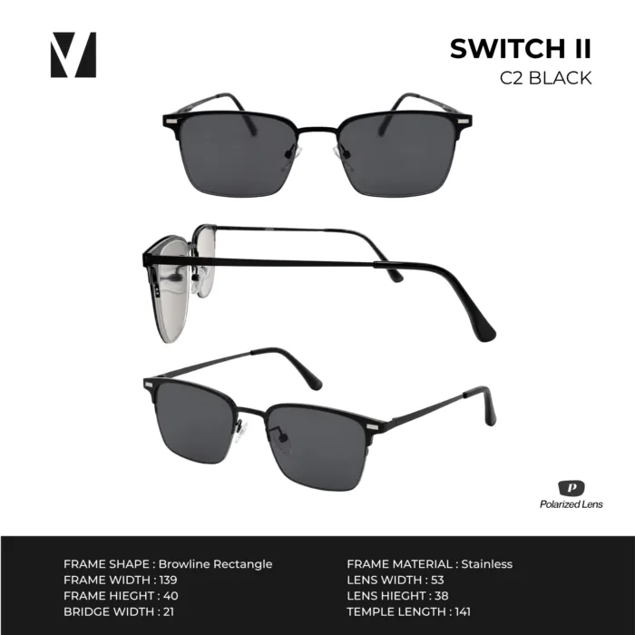 vanta. SWITCH II แว่นกรองแสงพร้อม Clip-on แม่เหล็ก เลนส์ Polarized ทรง Browline  ตัดเลนส์สายตาได้ - Image 5