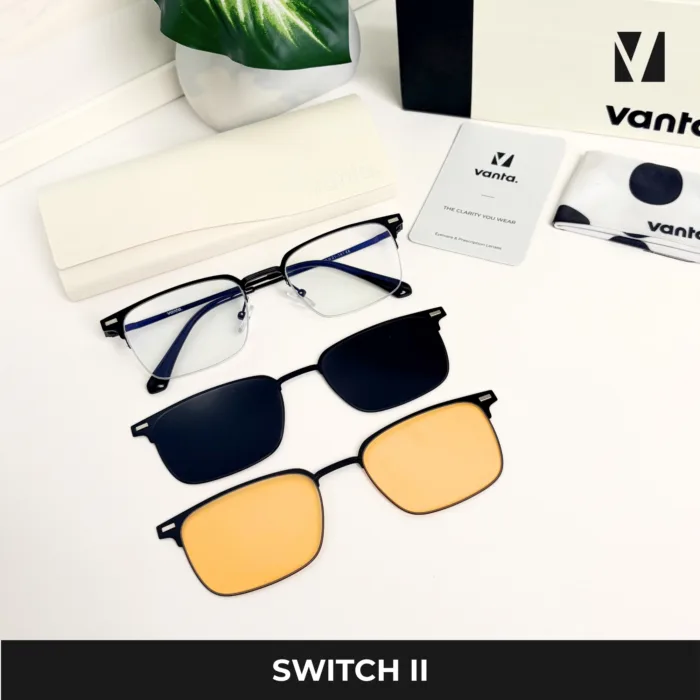 vanta. SWITCH II แว่นกรองแสงพร้อม Clip-on แม่เหล็ก เลนส์ Polarized ทรง Browline  ตัดเลนส์สายตาได้ - Image 7