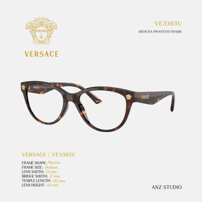 กรอบแว่นตา VERSACE รุ่น VE3365U ทรง Phantos ประดับ Medusa ของแท้ รับประกัน 2 ปี - Image 6