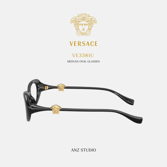 กรอบแว่นตา VERSACE รุ่น VE3381U ทรง Oval ดีไซน์ Medusa Head สีทอง ของแท้ รับประกัน 2 ปี - Image 4